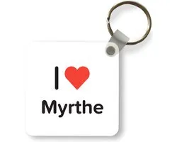 Sleutelhanger - I love - Myrthe - Meisje - Plastic - Rond - Uitdeelcadeautjes
