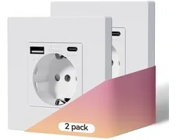 BSEED Socket with USB & type C Plastic, Stopcontacten - Prese da Incasso Standard, Presa di Corrente, Sicurezza per Bambini, Facile da Installare,1 So