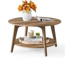 VASAGLE LCT243K41V1 - Table basse ronde - 2 niveaux - montage facile