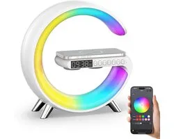 Wake-up Light - Bureaulamp LED - Wekker - Lichtwekker - Bluetooth Speaker - Draadloos Oplader - Digitale Wekkerradio - Led Light - Sfeerlamp - Nachtlamp - Google Home & Alexa - Wit