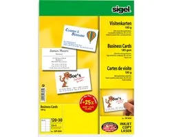 Sigel Dp830 Cartes de Visite Imprimables 85 X 55 Mm Blanc Brillant 150 Pièces Format de Papier: Din A4