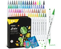 Ohuhu Akaka Dual Nib Acrylic Paint Markers Cotton-core 72 couleurs – Brush & Dot