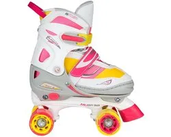 Nijdam Roller Skates Girls Réglable Semi-Softboot - Rave Skate - Fluor Pink / Fluor Yellow / White / Grey / Anthracite - 38-41