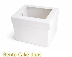 Bakdozen.nl - Boîtes à gâteaux Bento - Boîte à gâteaux Bento - Blanc - Avec auvent - 10 pièces - 16x16x10 cm