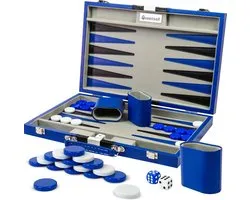 Backgammon Set Blauw (Blue Edition) - Elegante Tijdloze Klassieker voor Volwassenen