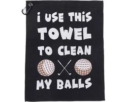 Stripe serviette de golf Clean My Balls avec mousqueton