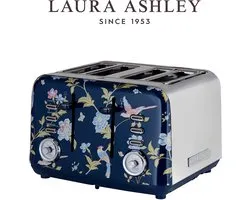 Laura Ashley Toaster für 4 Scheiben, 7 Einstellungen, breite Schlitze, Krümelschublade, Elveden Navy