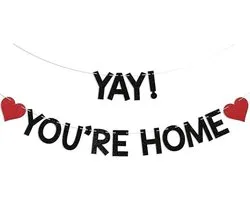 1 Pezzo Striscione Bentornato A Casa, Ghirlanda Nera Con Glitter "Welcome Home", Ideale Per Feste A Sorpresa, Ritorno A Casa, Decorazione Porta, Riunioni Familiari
