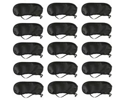Zachte Slaapmasker Set - Met Neuskussen en Elastische Band - Draagbare Oogmaskers Voor Reizen Slaap Ontspanning - Geschikt voor Volwassenen en Kinderen - Zwart - 15 Stuks