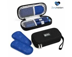 Zorghelden® Luxe insuline koeltas - Inclusief ingebouwde thermometer - Inclusief 2 icepacks - Diabetes etui - Compact koeltasje voor op reis