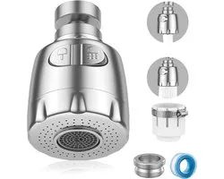 Faucet Aerator, 360 Degree Rotatable, Sink Faucet, Water Saving Faucet, Spray Head for Kitchen and Bathroom, 2 Modes