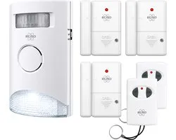 ELRO AS31S HomeLite Alarmsysteem - Draadloos - 6-delige Set – Basis Unit met Bewegingssensor, 3x Deur-/Raamcontact en 2x Afstandsbediening – Geen Wifi nodig