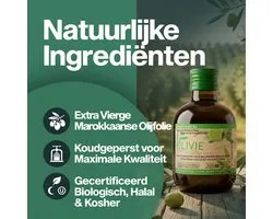 Olivie Pharma’s Olivie Plus 30x Bio Extra Vierge Olijfolie - Eerste Koude Persing - Rijk aan Polyfenolen & Hydroxytyrosol - Marokkaanse Olijfolie in Donkere Glazen Olive Oil Bottle