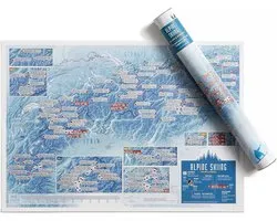 Poster à gratter des stations de ski alpines - Maps International - affiche cadeau pour les passionnés de ski et de snowboard - Alpes Peaks - Tube cadeau - Format A2 59,4 (h) x 42 (l) cm