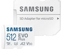Samsung EVO Plus MicroSDXC Geheugenkaart 512GB - Geschikt voor Diverse Apparaten - Inclusief Adapter - Overdracht Snelheid tot 130MB/s - Wit