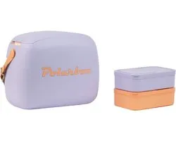 Retro Koelbox 6L met 2 Lunchboxen - Vintage Koelbox voor Picknick, Strand, Camping & Lunchbox – Paars Sorbet Polarbox.