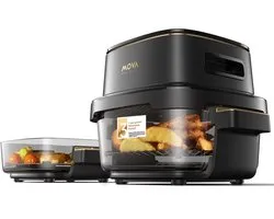 Mova Aeroglass AF20 Pro Friteuse à Air en Verre - Capacité Doublée 4L + 2.5L - Grill sans Balais