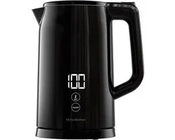 Bouilloire KitchenBrothers - Avec contrôle de température - Électrique - Filtre anticalcaire - Fonction maintien au chaud - Écran - Double paroi - Cool-touch - 1,7L - 2200W - Zwart