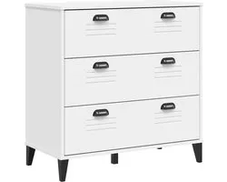 Commode à 3 tiroirs vidaXL VIKEN - Wit - Bois fini - Commode à 3 tiroirs - Commodes - Armoire - Meuble de rangement
