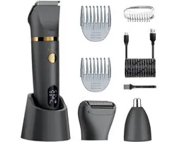 Body Trimmer for Men, Ball Pubic Hair Trimmer, Body Foil Shaver Razor Nose Ear Trimmer Waterproof Wet/Dry Groomer LED Display
