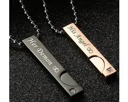Set collier Son Angel et son Hartjes Demon - Cadeau d'amour - Cadeau romantique - Coffret cadeau homme femme - Cadeaux homme - Cadeau de Noël pour homme - Cadeau de Noël - Cadeaux de Noël Klein