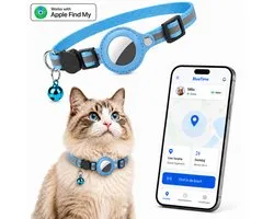 BlueTime - Collier pour chat avec médaille - Tag Cat Collar Pro - Sûr, léger, réfléchissant et confortable - Anti-rayures et résistant à l'eau - Compatible avec Apple Find My - Blauw