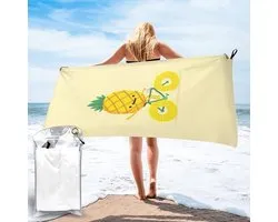 LAMAME Ananas fiets gedrukt Draagbare Sneldrogende Handdoek Microvezel Badhanddoek Voor camping, gym, strand, yoga, zwemmen en backpacken