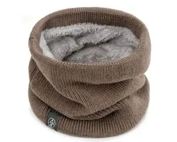 Khaki nek warmer unisex effen buff gebreide nekwarmer met zachte voering stretch hals warmer winter sjaal voor dames en heren geschikt voor buiten activiteiten wandelen fietsen hardlopen