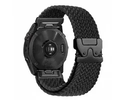 Bracelet en nylon - compatible avec Garmin Fenix 5 (PLUS) / 6 (Pro) / 7 (Pro) / 8 (47 mm) / E (47 mm) / Epix (Pro) (2) 47 mm / Approach S60/S62/S70 47 mm / MARQ / Instinct 1/2/3 - noir