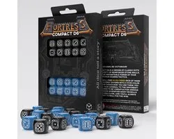 Q-Workshop dobbelstenen Fortress Compact D6 zwart blauw set van 20.