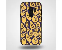Smartphonica Phone case pour Samsung Galaxy S9 Plus avec imprimé smiley - Coque arrière en TPU design emoji - Violet Jaune / Back Cover adapté pour Samsung Galaxy S9 Plus