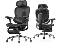 Chaise de bureau ergonomique SIHOO Doro C300 V2 - Repose-pieds - Double soutien lombaire dynamique - Accoudoirs coordonnés 8D - Réglable pour le travail et le jeu - Noir