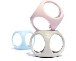 OIBO / SET Couleurs pastel, lot de 3 balles de bébé à prise soft de différentes couleurs, en caoutchouc de silicone, en boîte 8,3x8,3x19,2cm, 0+