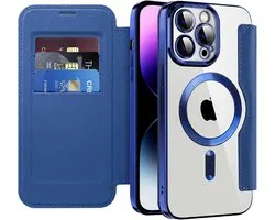 SnelShoppen - IMEIKONST Wallet Case voor iPhone 14 Pro Max met Kaarthouder [RFID Blokkering] Geschikt voor MagSafe, Camera Bescherming PU + TPU Schokb