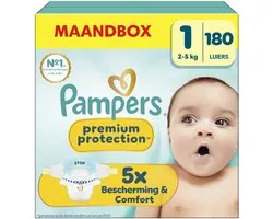 Pampers Premium Protection Maat 1, 180 Luiers, 2kg-5kg