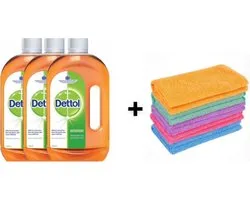 Dettol Antiseptic Disinfectant Allesreiniger ontsmettingsmiddel 3 x 750 ML + 1x Gratis micro vezeldoekje Voordeelverpakking