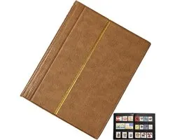 Stempel Album - Opslag Map - Postzegel Collectie - 20 Vellen - 18x14cm - Bruin