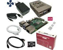 Raspberry Pi 4B - starter kit - 4GB - met ventilator - 64GB SD-kaart