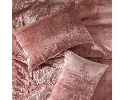 Ultra-Luxe Verpletterd Fluwelen Dekbedovertrek, Boho Beddengoed UO Trooster Beddengoed Donna Cover,3 Pc Dekbedset, Fluwelen Beddengoed Set (Queen 90" x 90", Rose Gold)
