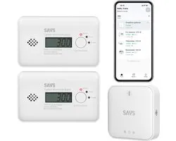 SAVS LinkSmart® Slimme bundel - 2 C10-W Koolmonoxidemelders en G10 Gateway - Werkt via app - WiFi - Draadloos RF koppelbaar - CO melder - Smart home