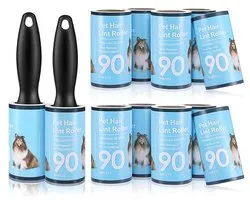 Borstels-Pluizenverwijderaar voor Hondenhaar & Kattenhaar-Pluizenroller-12 stuks kleding fusselfreerollen - haustierharen verwijderen - kleverige rol voor kleding & huisdieren - 1080 bladeren