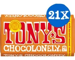 Tony's Chocolonely - Melk Karamel Zeezout - chocolade - 90 gram - 21 stuks