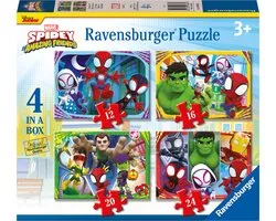 Ravensburger Spidey and his Amazing Friends 4in1box puzzel - 12+16+20+24 stukjes - kinderpuzzel