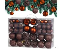 Casaria Kerstballen - Set van 100 Mat Glanzend Ø 3 4 6cm - Koper Bruin