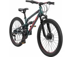 Bikestar 24 pouces Alu MTB Fully, 21 vitesses, vert