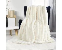 Plush Throw Blanket for Sofa - Super Soft Fluffy Fluffy Blanket, Cosy Faux Fur Blanket for Women, Warm Lightweight Blankets for Bed Couch (W100 x L160cm, White)