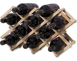 Newaner Wooden Stackable Wine Rack 10 Bottles Storage Drink Rack, 45 x 12.5 x 31 cm, Vintage Wine Storage Bottle Rack Hand Mounted for Bartoon Bench, Living Room, Kitchen