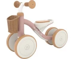 Chillafish Loopfiets 1 jaar voor meisjes met mandje - Loopwagen voor peuters tot 3 jaar - Roze - Lichtgewicht auto met handvat om te dragen - Stille anti slip banden voor binnen en buiten - Stabiel met 4 wielen - Model Cruzi