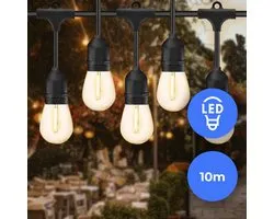 10m Arena LED Prikkabel - IP65 Lichtsnoer Buiten - koppelbaar - Lampjes Slinger - inclusief 10x E27 lampen - Incl. Stekker