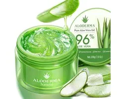 Aloderma Pure Aloe Vera Gel 200 ml | 96% Biologische Aloë Vera | Hydraterende Gezichts- en Lichaamsgel | Verzachtende Huidverzorging